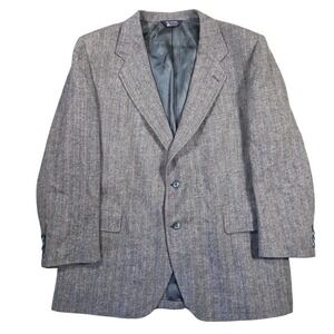 Vtg Kuppenheimer Mens Wool Herringbone Blazer‎ Jacket Gray Blue Tan 48 Career